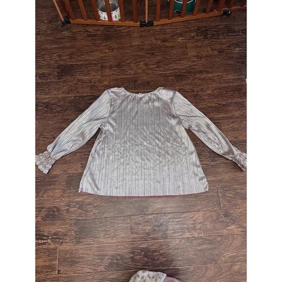 AVA & VIV Womens Long Sleeve Blouse Size 3X Metallic Pleated Ruffle Shimmering - Picture 5 of 6